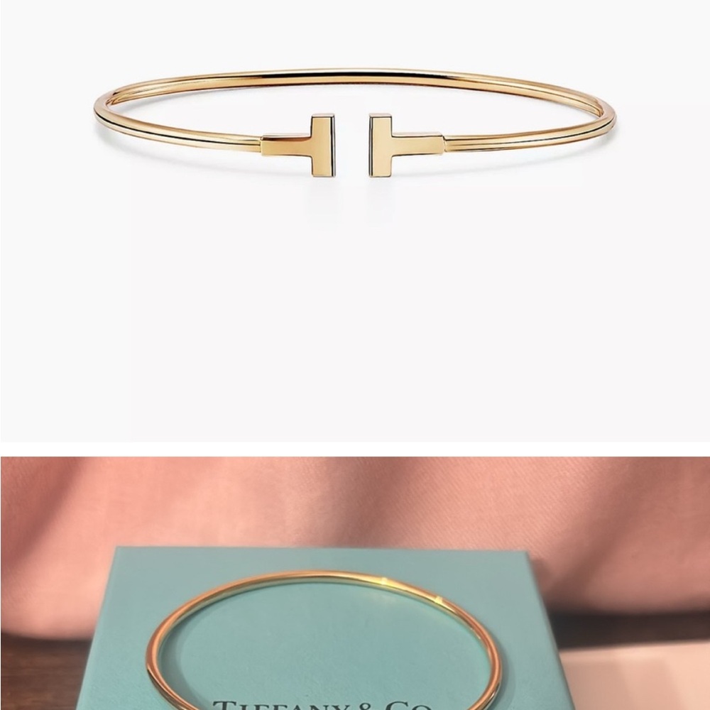 Tiffany & Co. Gold T-Bar Bracelet Sleek Modern Design
